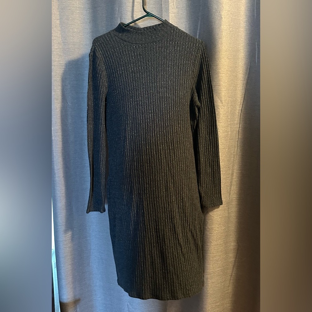 Grey sweater dress.